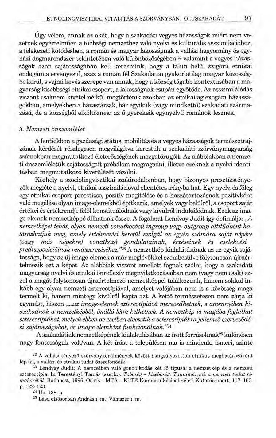 ETNOLINGVISZTIKAI VITALITÁS A SZÓRVÁNYBAN.