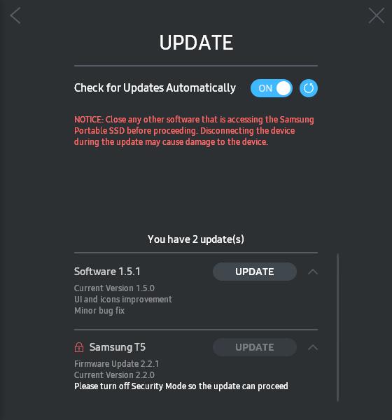 *Ha OFF értékről ON értékre módosítja a Check for Update Automatically beállítást, a szoftver nem frissíti azonnal a frissítési információkat.