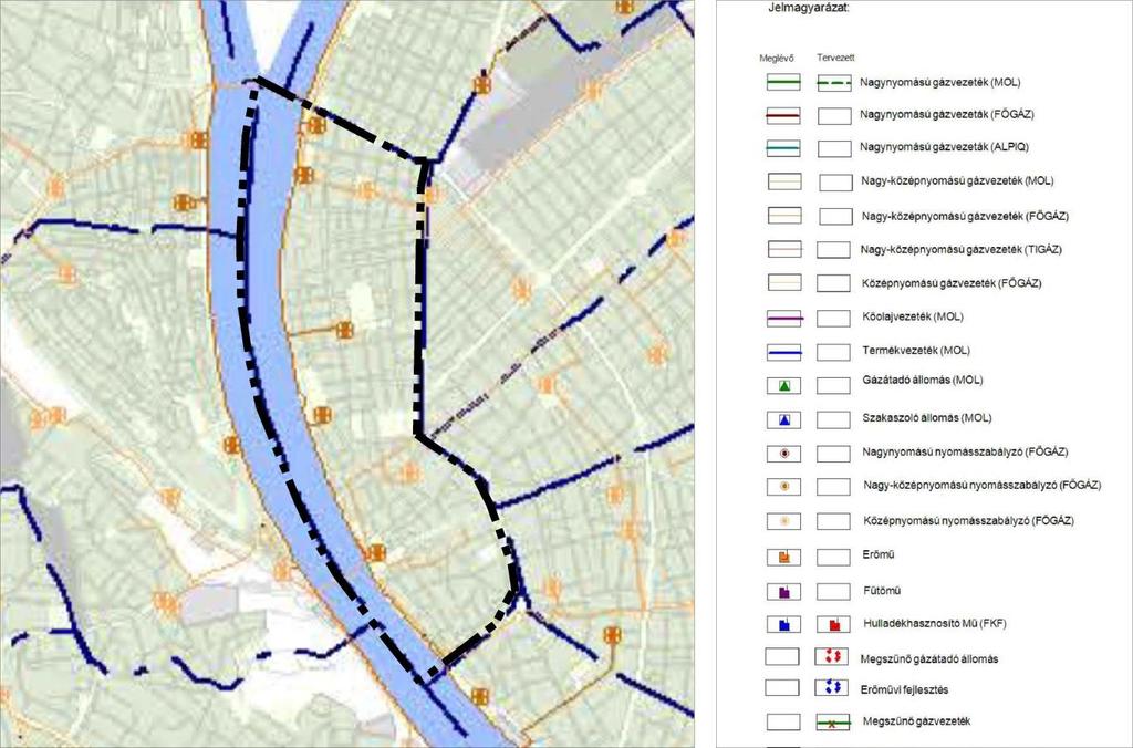 telepített gázfogadó és nyomáscsökkentő állomásról indul a kerület ellátását szolgáló, nagyközép-nyomású gerincelosztó hálózata. 87. ábra Budapest Főváros Településszerkezeti Terve 50/2015. (I.28.