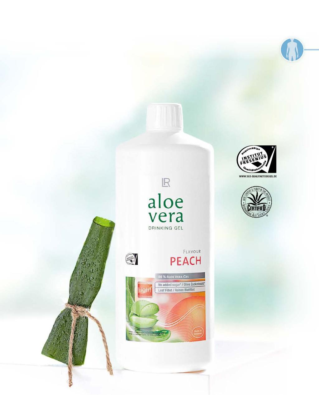 Könnyű és egészséges, hozzáadott cukor nélkül 1 Könnyű, gyümölcsös íz, hozzáadott cukor nélkül 1, 98%-os tiszta aloe vera tartalommal ez az LR őszibarack ízű aloe