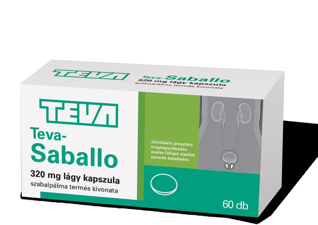 Férfiaknak Teva-Saballo 320 mg lágy kapszula 60 db (hatóanyag: szabalpálma termés kivonata) A Teva-Saballo alkalmas jóindulatú prosztata megnagyobbodás esetén fellépő vizelési zavarok kezelésére.