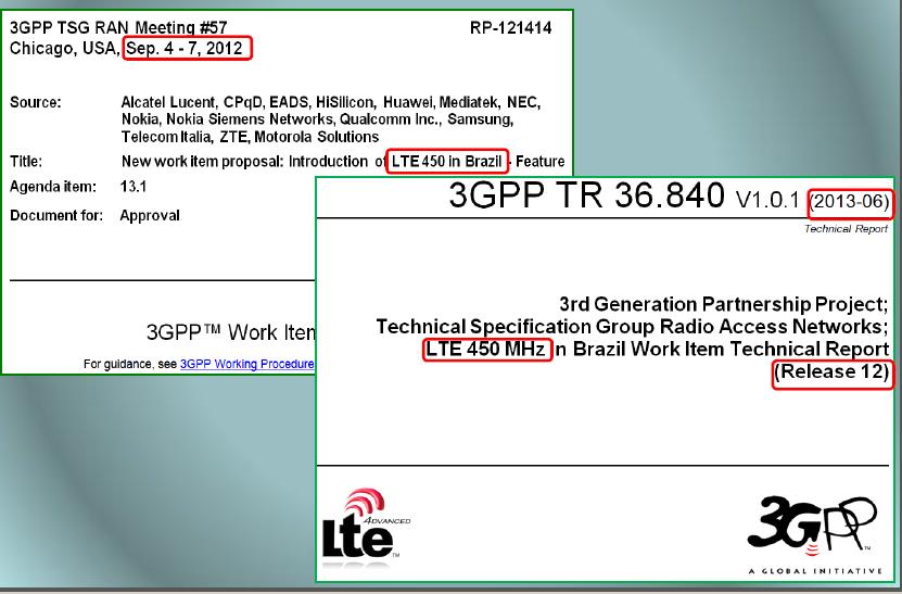 III./3. LTE450 ELŐZMÉNYEK/AZ LTE 450 SZABVÁNYOSÍTÁSA A 3GPP-BEN (1) Az LTE450 szabványosítása a 3GPP TR 36.