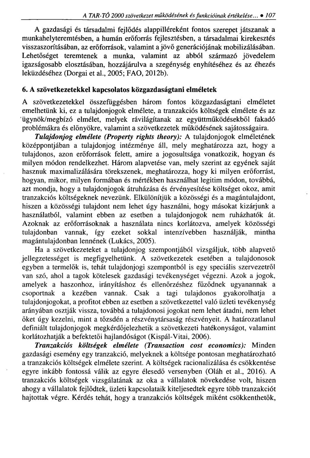 A TAR-TÓ 2000 szövetkezet működésének és funkcióinak értékelése.
