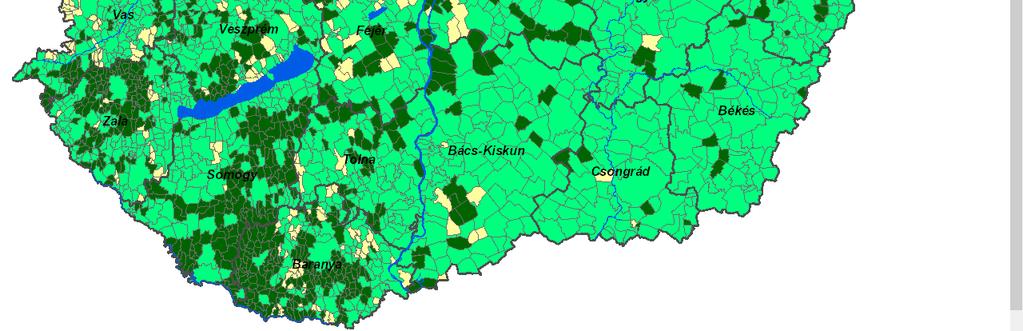 Település szintű adatokat összesítve kaphatunk meg különböző, magasabb NUTS szinteken, kedvezményezett térségek (kistérségi, települési), OTK térségtípusok (Budapest metropolisz, Balaton térség ) és