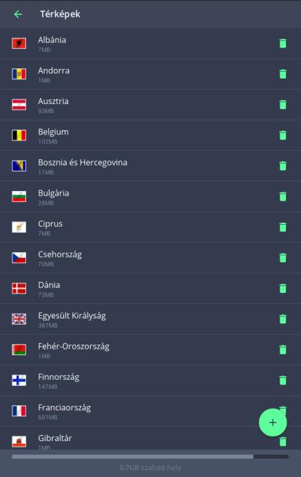 Térképek kezelése Térképek letöltése vagy eltávolítása a