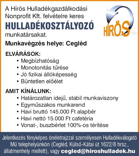 balesetbiztosítás. Munkavégzés helye: Pusztavacs, Dánszentmiklósi út 1. Önéletrajzát várjuk az allas@hmei.hu email címre. Az IBIDEN Hungary Kft. japán tulajdonú multinacionális gyártó vállalat.