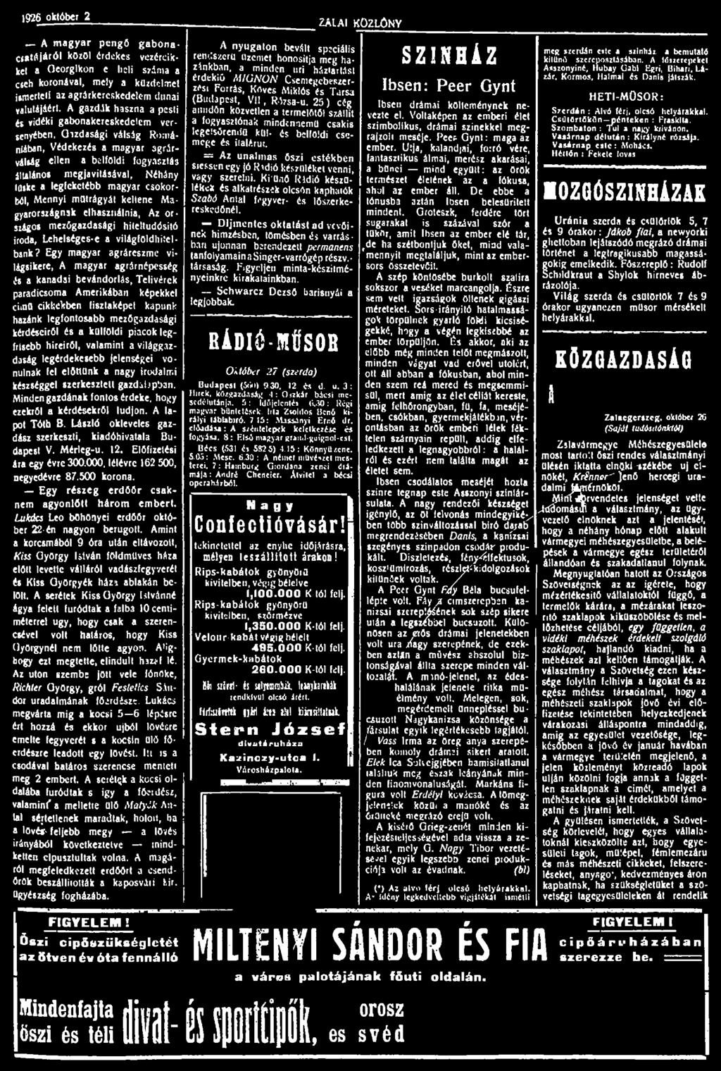 1926 október 29 A magyar pengő gabonactatajaról közöl érdekes vezércikkel a Oeorglkon e licli száma a cseh koronával, mely a küzdelmei ismertei! az agrárkereskedelem dunai valutájáért.