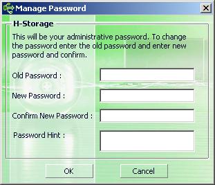 10. Jelszómenedzsment: A Manage Password lehetőség választásával változtathat jelszót a programban, illetve itt adhat meg új emlékeztető szöveget is.