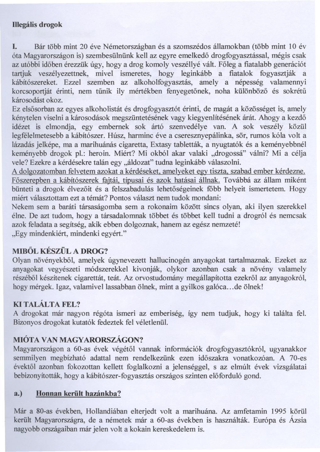 lllegális drogok I.