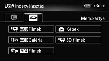 Az [Indexválasztás] képernyő: A lejátszandó tartalom kiválasztása Az [G Indexválasztás] képernyőn kiválaszthatja a lejátszandó tartalmat (eredeti jelenetek dátum vagy sztori szerint, vagy fényképek,