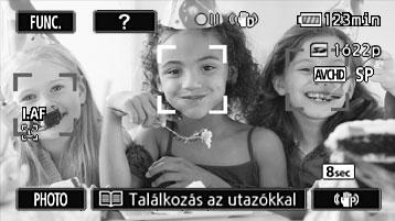 6 Érintse meg az [OK] gombot. Az új sztori létrehozása után a kamera felvételi szünetbe áll. A választott sztori jelenet kategória megjelenik a képernyő alján. Ha megérinti a [?