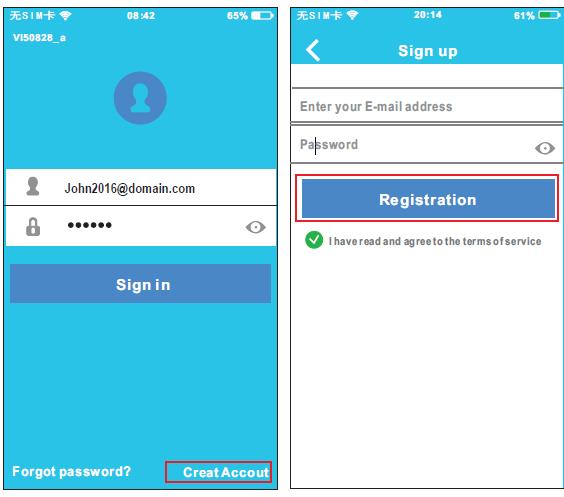 1 Naciśnij Create Account 2. Wprowadź adres e-mail i hasło, a następnie naciśnij Zarejestruj się.