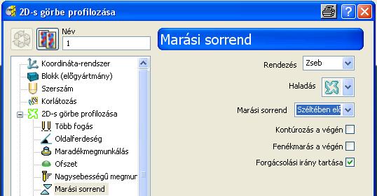 Marási sorrend ablakban szereplő paraméterek Rendezés Zseb: Zsebek egy lépésben történő kibontása, egy zsebfelismerő algoritmus segítségével.