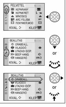 Elôkészületek A menüpontok beállítása Ebben a részben a [FELVÉTEL] üzemmód menü menüpontjainak kiválasztását és beállítását mutatjuk be.