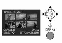 A / gomb segítségével válassza ki a [TÖBB KÉP TÖRLÉSE] vagy az [ÖSSZES KÉP TÖRLÉSE] pontot, majd nyomja meg a [MENU/SET] gombot Ha az [ÖSSZES KÉP