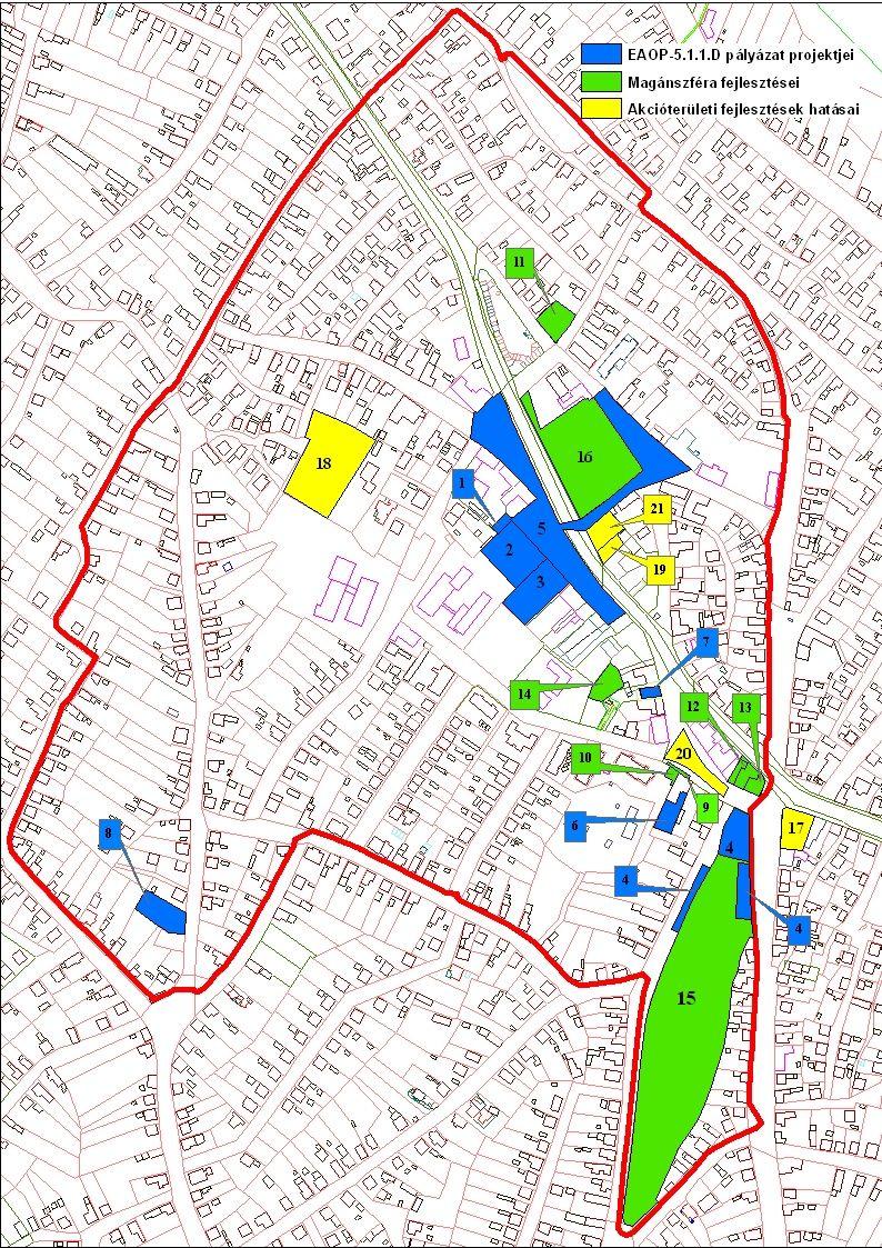 Városfejlesztés Polgáron I. ütem ÉAOP-5.1.1/D-09-1f-2009-0003 7. térkép Az akcióterületi projektelemek elhelyezkedése 20.