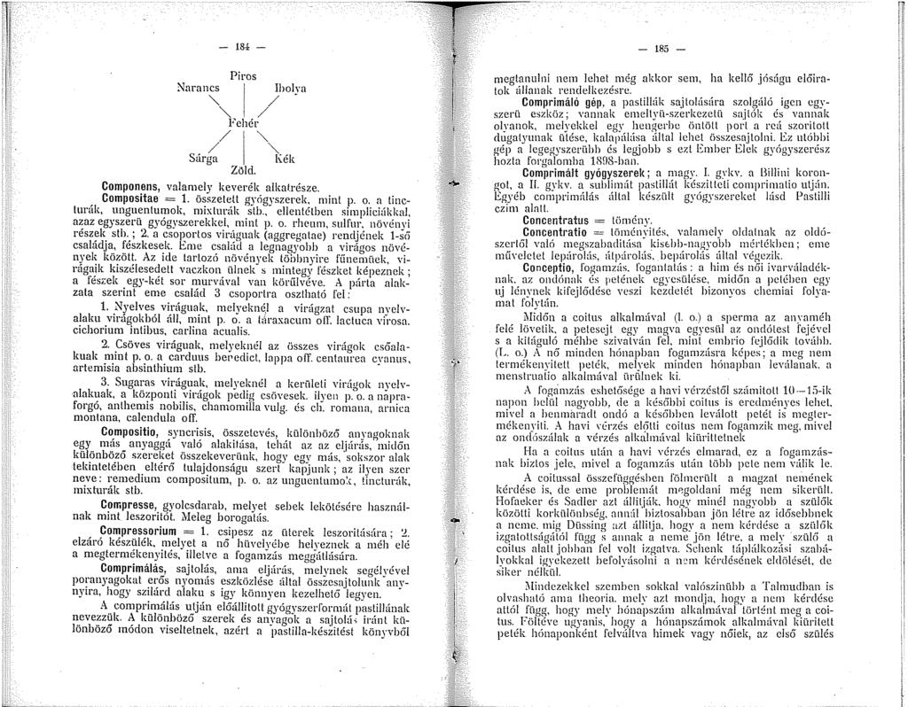 - 8± - Piros Narancs Ibolva "' /, "' Fehér / / "' "' / Sárga Kék Zöld. Componens, valamely keverék alkat.része. Compositae =. összetett gyógyszerek, mint p. o. a tincturák, unguentumok, mixturák stb.