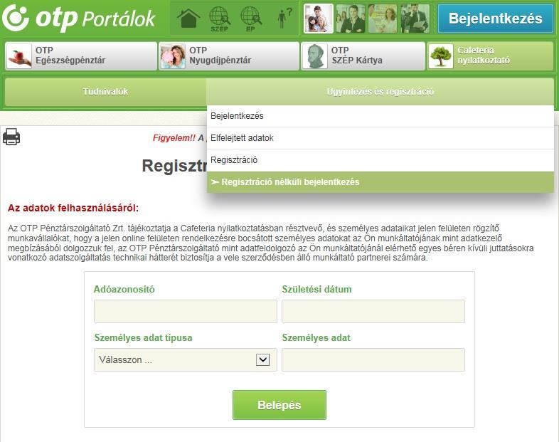 OTP Portálok. Felhasználói útmutató magánszemélyek részére. OTP  Egészségpénztár OTP Nyugdíjpénztár OTP SZÉP Kártya OTP Cafeteria  Nyilatkoztató - PDF Ingyenes letöltés