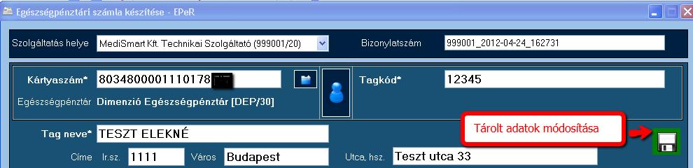 a változással érintett mezőt/mezőket javítsuk, majd kattintsunk a jobb oldalon látható MENTÉS ikonra. 7.2.3.