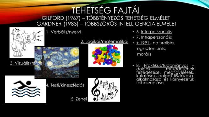 Nádasi Mária, Révész László doktori értekezés 7 intellektuális képesség leírása 1. Verbális/nyelvi figyelnek, beszélnek, olvasnak, vitatkoznak, írnak. 2.