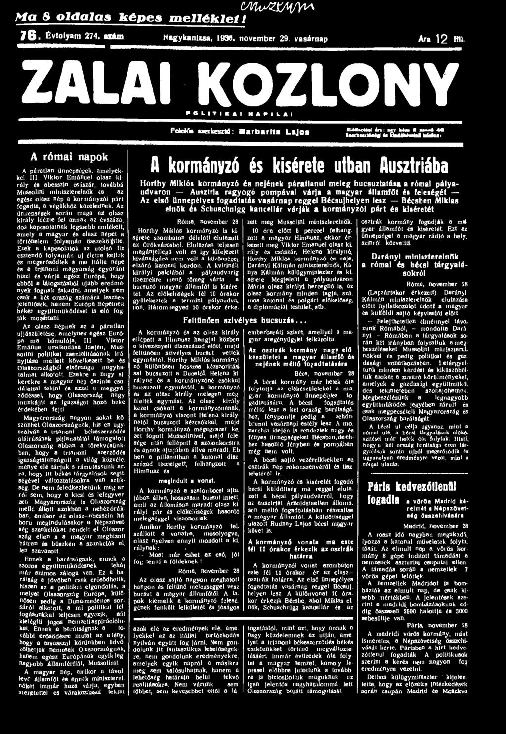 CMv^WV" Ha & oiaalas képes melléklet! 76' Évfolyam 274. szám WagykantaM, 1839. november 29 vasárnap Ara 12 Hit.