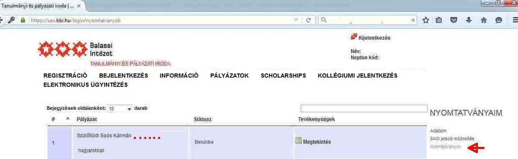 Ebben az esetben a jelentkezés nem történik meg, de bármikor visszatérhet a kitöltéshez a pályázati időszak alatt saját pályázati felületén a pályázat címe melletti Folytatás funkciógomb