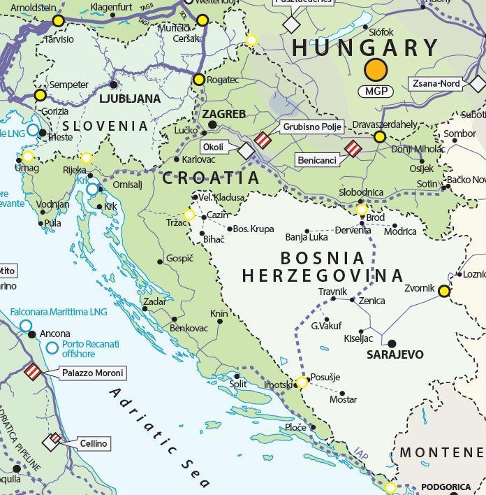as években a szállítóvezetékek bővítése után több mint 1000 km hosszú szállítórendszerrel rendelkezik Szlovénia. 1992-től Algéria irányból is lehetőség nyílt földgáz importra.