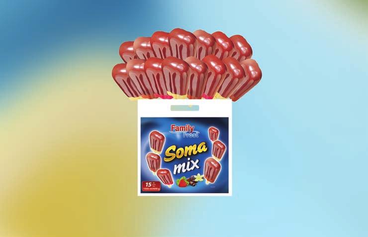 Soma mix Kakaós, vaníliás és epres jégkrém, kakaós bevonóval, 1050ml/600g.