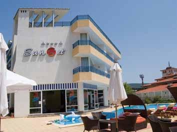 Hotel Sunset**** Az új építésű szálloda Napospart északi részén a modernebb,
