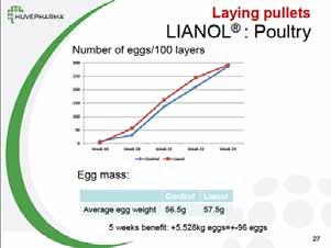 A LIANOL SOLAPRO 0,75 KG/TONNA ARÁNYÚ ETE- TÉS TAPASZTALATAI ÁRUTOJÓ TYÚKOKKAL A