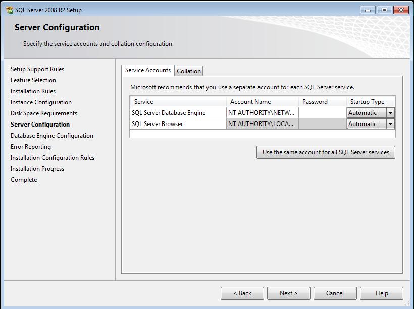 Instance lehetőséget (alapbeállítás): Az SQL