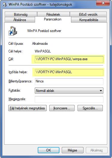 8.2 Hálózatos WinPA Iktató kliens szoftver áttelepítése (telepítése) 1. Lépjen be kliens gépen Windows Rendszergazdaként. 2.