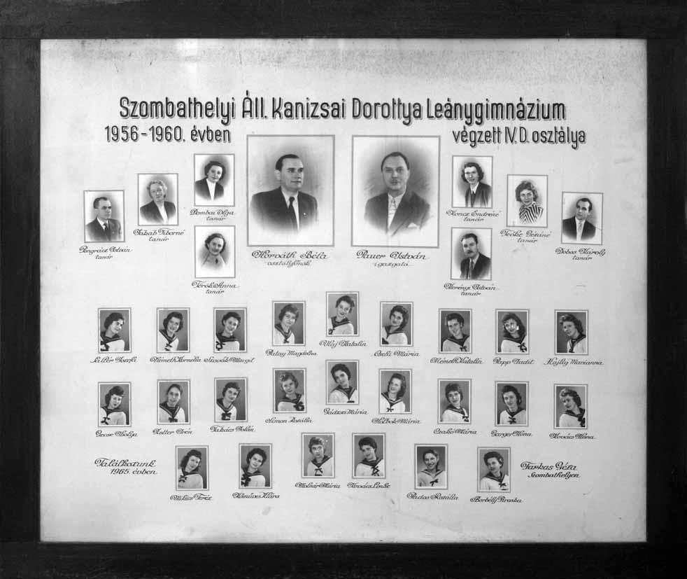 51 1959/60. tanév, IV. D Diákok soronként: 1. sor: Sallér Jozefa, Németh Kornélia, Szovák Margit, Patay Magdolna, Vlaj Katalin, Csehi Mária, Németh Katalin, Papp Judit, Hajlig Marianna; 2.