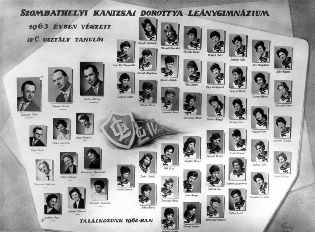 61 1962/63. tanév, IV. C Diákok soronként: 1. sor: Németh Gerlinde, Németh Aranka, Perlaki Anikó, Bolfert Irén, Lakner Irén, Kiss Magdolna, Séfer Magda; 2.