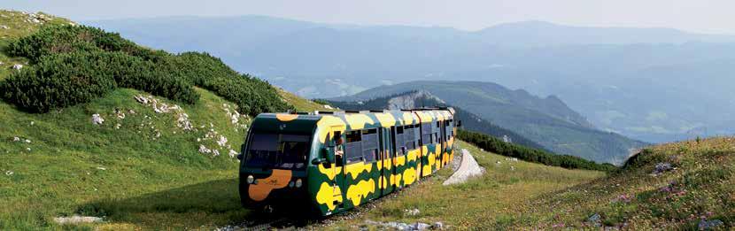 2018-as menetrend SALAMANDER MOTORVONAT HEGYMENET (40 perc) Puchberg Hochschneeberg naponta 9:00, 10:30, 12:00, 14:00, 15:30 További vonatok igény esetén félóránként.