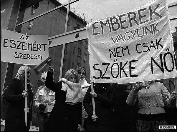 Társasága volt, akik 2004 novemberében az Esélyegyenlőségi Kormányhivatal előtt tiltakoztak.
