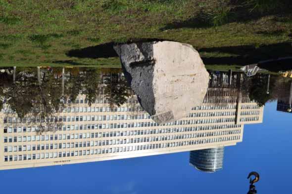 The 'exploded' fragments of stones reappeared as ghost of the suppressed and confused collective memory which struggles to redefine its own perspective and ritual objects of public commemoration from