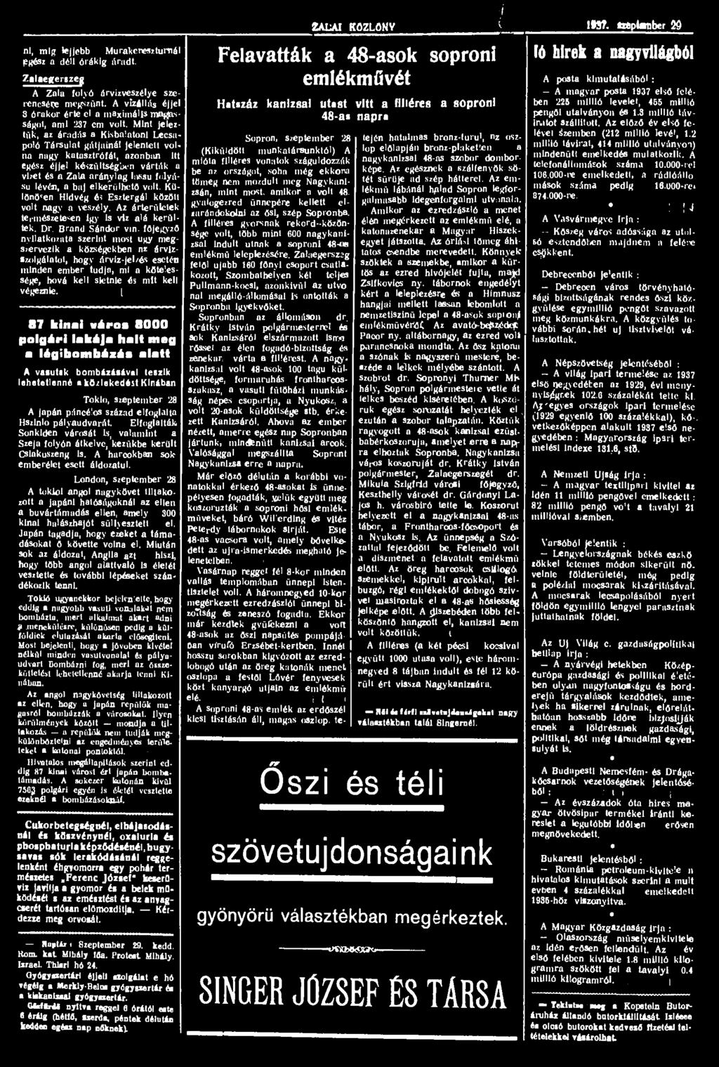 ni, mlg lejjebb Murakcneszturnál pgész a déli órákig áradt. Zalaegerszeg A Zala folyó árvízveszélye szerencsére megszűnt. A vízállás éjjel 8 órakor érte el a maximális magasságot, ami 237 cm volt.