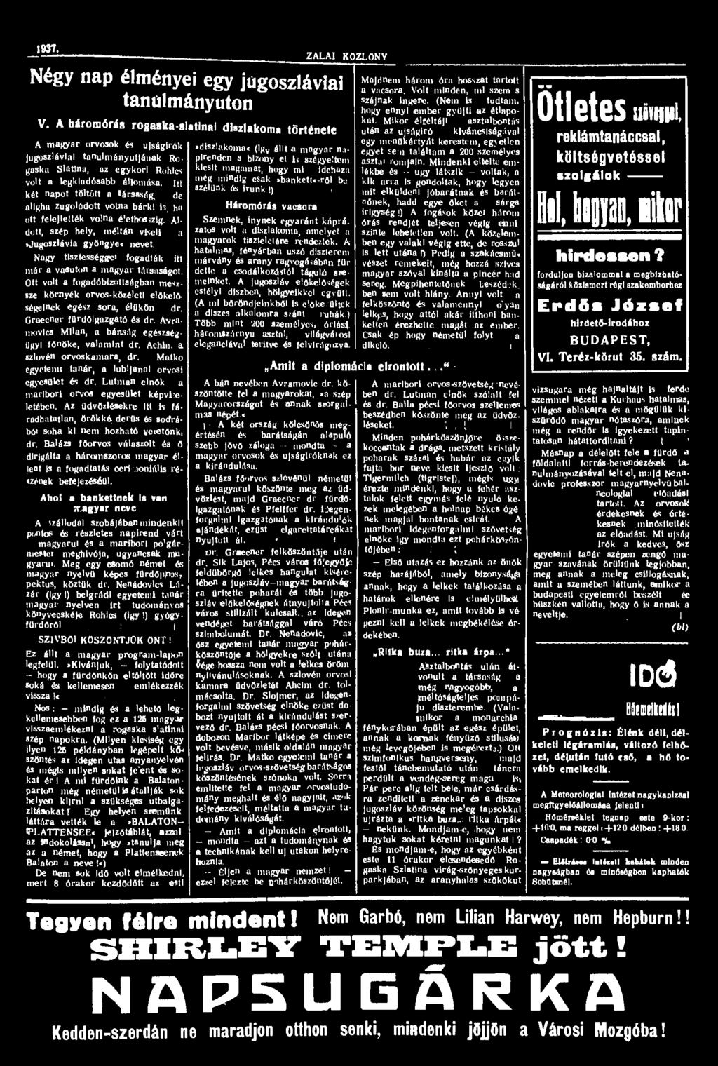 1937. ZALAI Négy nap élményei egy jugoszláviai tanulmányúton V.