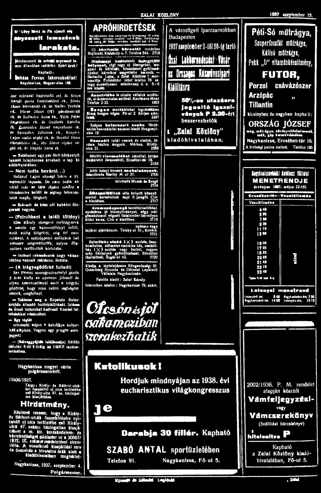 ZALAI KÖZLÖNY 1987 azepiembtr 15. ú Líwy Mviá áa na sjaesti "H H I J M M H lemezének lanakata.