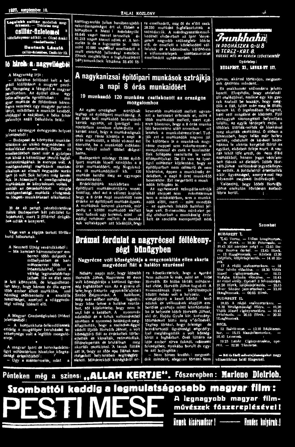 _1837. szeptember 18, ZALAI KÖZLÖNY -J. Itgalahk osllléi- modellek meitérkwtek. - Tokióké toeg " csillár-üzletemet 3 vótelkényraer Délktll. Olcsó árak I t réwwttixeti.