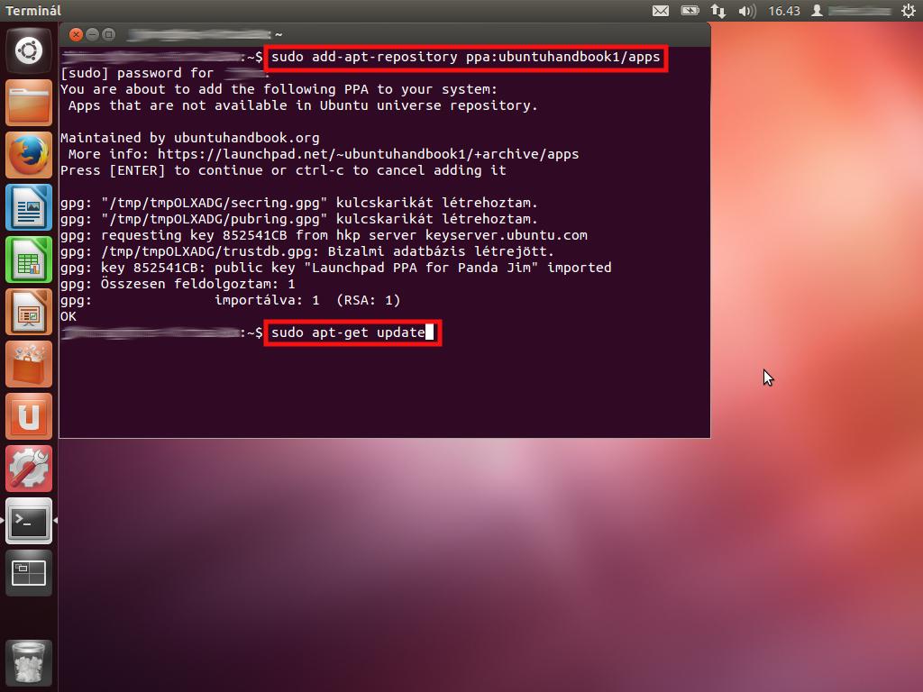 III.3. Ubuntu III.3.1 Tanári gép (master) Első lépésben adjunk hozzá egy frissítési forrást, ahonnan az italc programot telepíteni tudjuk, majd frissítsük a telepítési forrásokat.