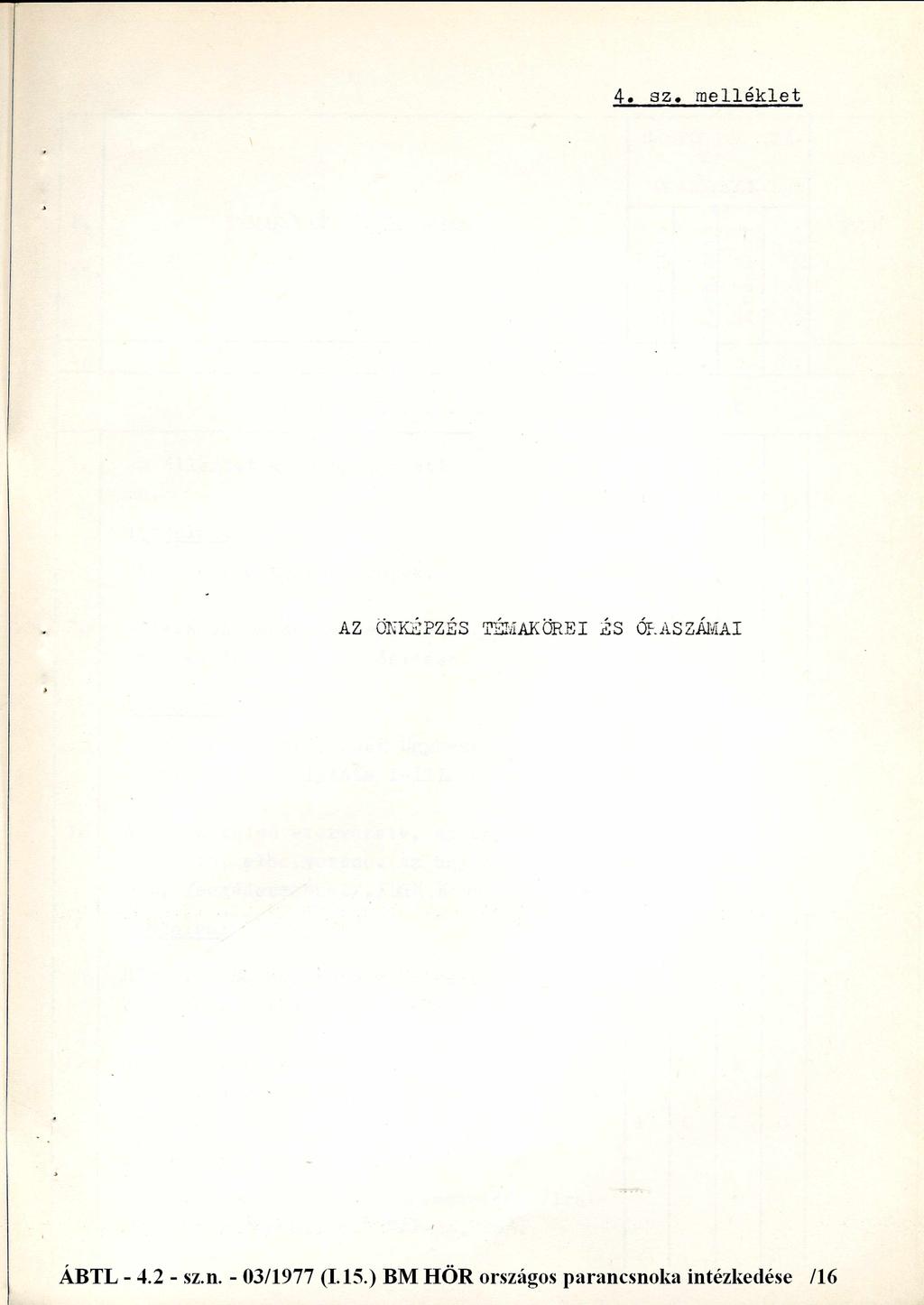 4. s z. m e l l é k l e t AZ ÖNKÉPZÉS TÉMAKÖREI ÉS ÓRASZÁMAI ÁBTL - 4.