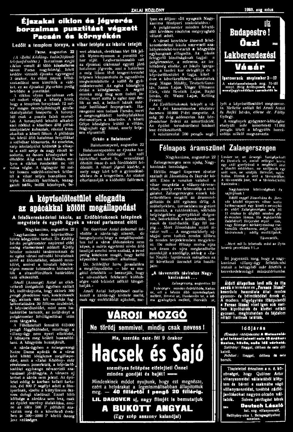 «ZALAI KÖZLÖNY 1983. augusztus 17.
