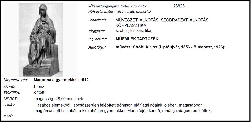 A 2008 novemberében budapesti magántulajdonból ellopott Kernstok Károly (Budapest, 1873 - Budapest, 1940): Tavasz [műtárgy-nyilvántartási azonosító: 240862] című festményt sértetti és rendőrségi