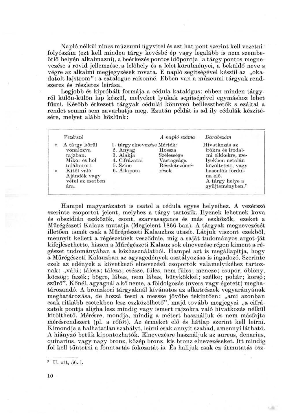 Napló nélkül nincs múzeumi ügyvitel és azt hat pont szerint kell vezetni: folyószám (ezt kell minden tárgy kevésbé ép vagy legalább is nem szembeötlő helyén alkalmazni), a beérkezés pontos időpontja,