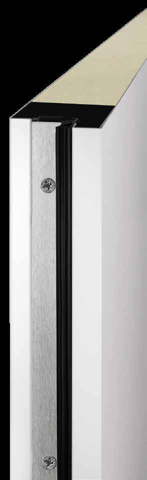 Thermo46 acél / alumínium bejárati ajtó Ajtólap Az összes Thermo46 ajtó kívül-belül teljesen egysíkú, 46 mm vastag, belső szárnyprofilos és vastagfalcos, acél ajtólappal van ellátva.