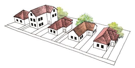 A melléképületek tetőhajlásszöge igazodjon a főépülethez. A melléképület tetőformája illeszkedjen a főépülethez!