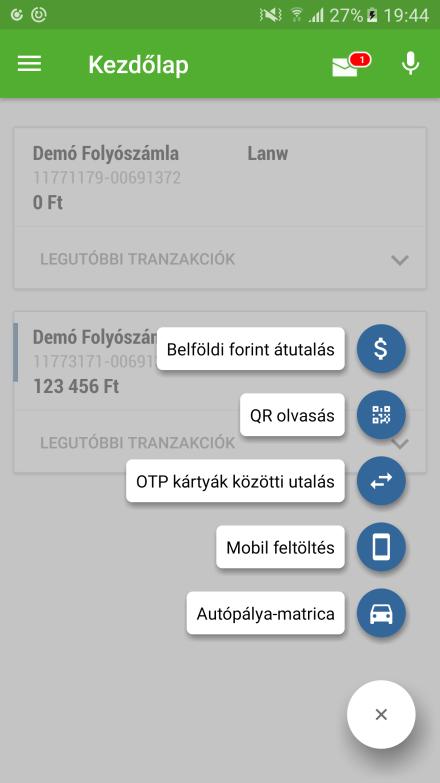 Ha több számla egyenlege is beállításra kerül, akkor az egyenleg mellett a számlaszámok