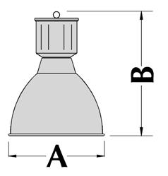 CL-RIA Függesztett ipari lámpatest High bay suspded industrial luminaire COMPASS 150 30 15 0 15 30 cd/klm n = 70% CO C180 C C270 Dimsions - AxB (W) (LBS) (mm) (kg) CL-RIA-250 1 x 250 MHD/NA ø480 x